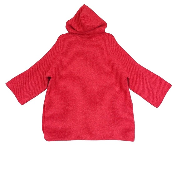 Old Navy Chunky Hooded Tunic Sweater Pull Over Women XL Red bell sleeve - Picture 3 of 15